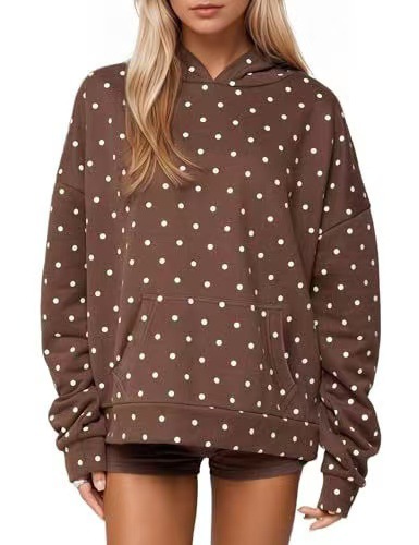 Women's Polka Dot Print Casual Hoodie