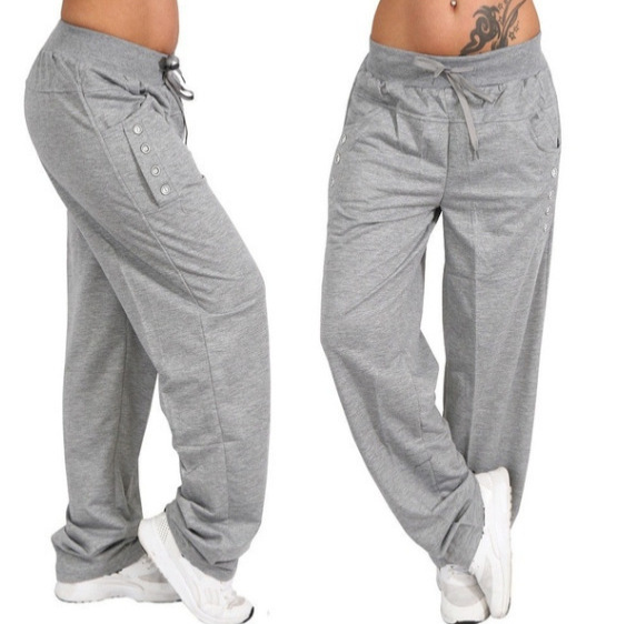 Women's Solid Color Drawstring Casual Loose Straight-Leg Pants