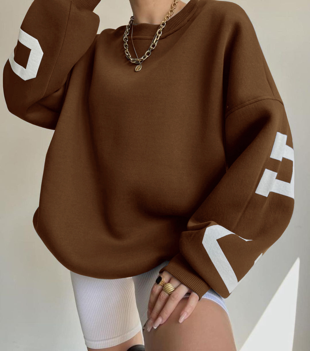 Women's Casual Printed Thick Pullover Long-Sleeve Sweatshirt