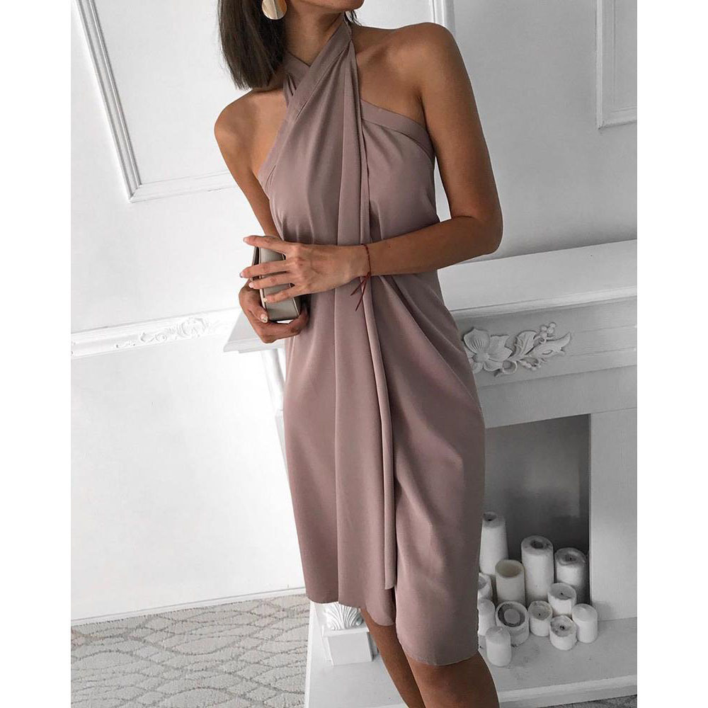 Women's Halter Neck Loose Irregular Casual Beach Dress