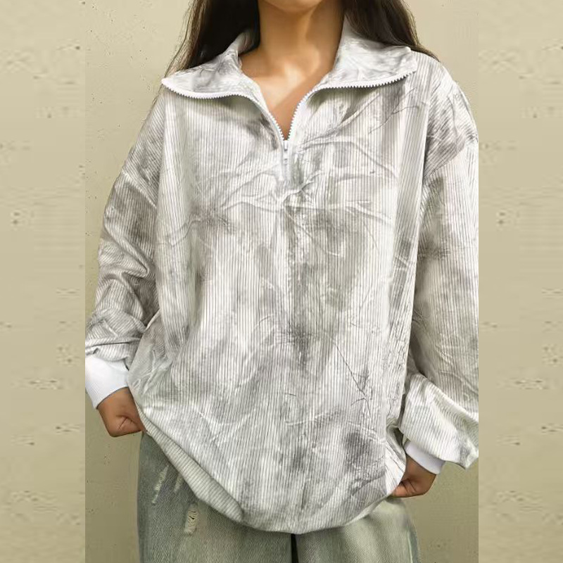 Women's Printed Loose Collared Sweatshirt