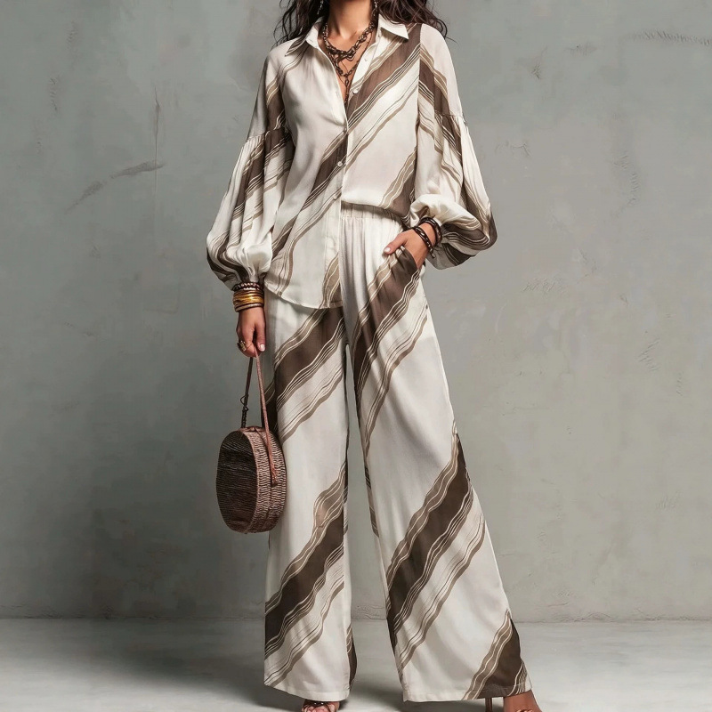 Women's Loose-Fit Shirt and Pants Two-Piece Set