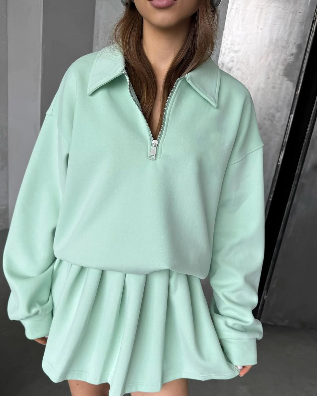 Women's Long-Sleeve Cardigan Hoodie & Mini Skirt Two-Piece Set