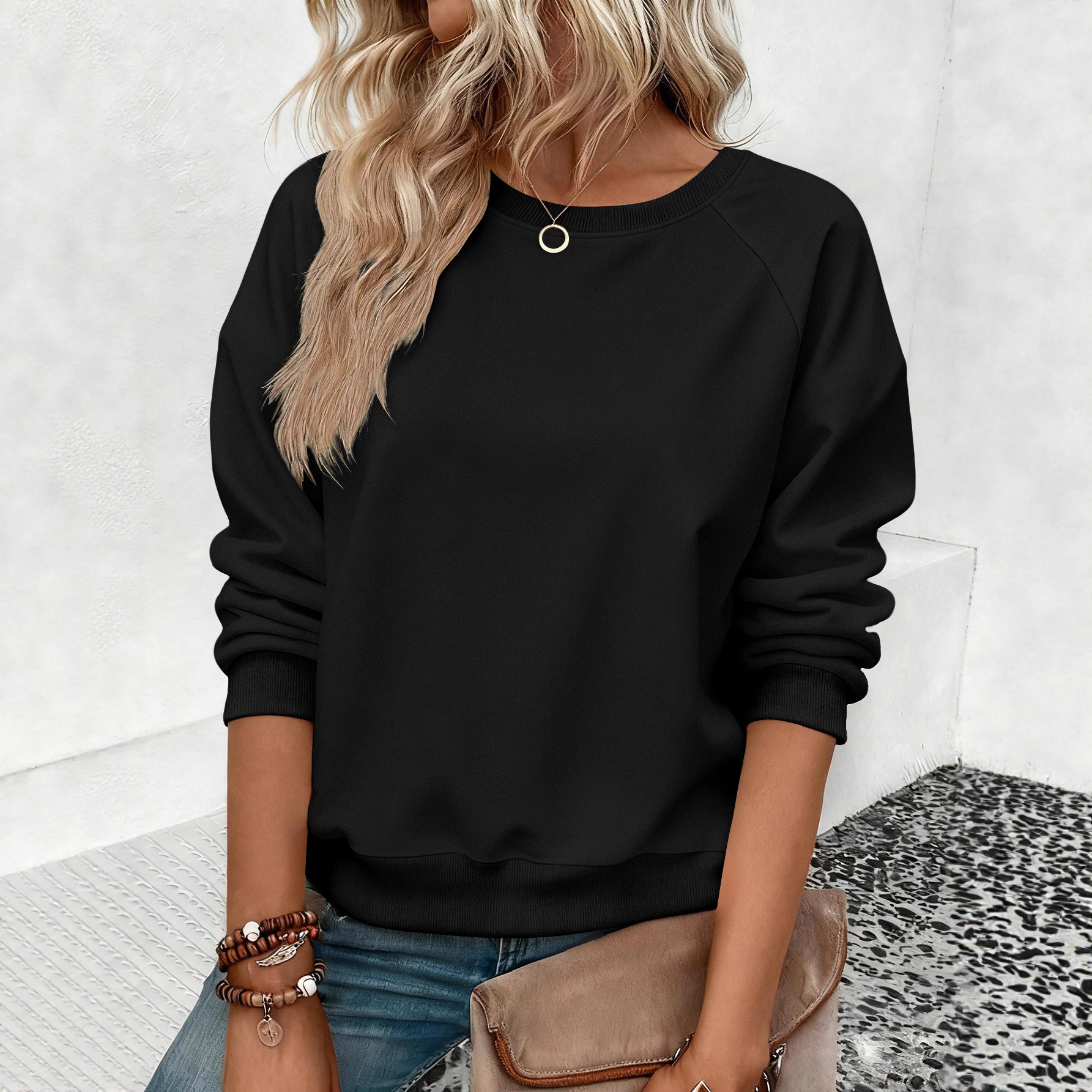 Women's Color-Block Raglan Pullover Hoodie 250g