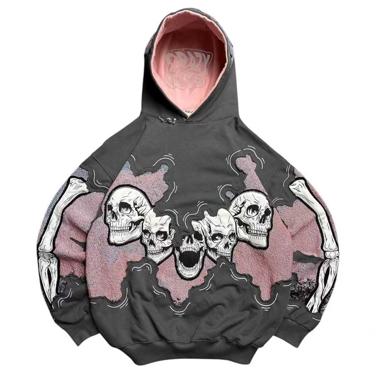 Unisex Graphic Print Hooded Long-Sleeve Streetwear Sweatshirt