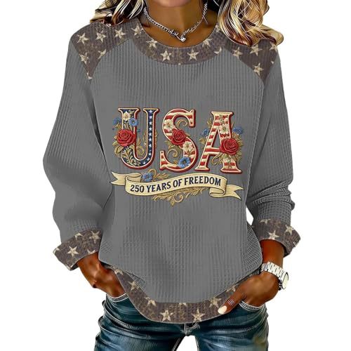 Women's USA Flag Star Print Casual Sweatshirt