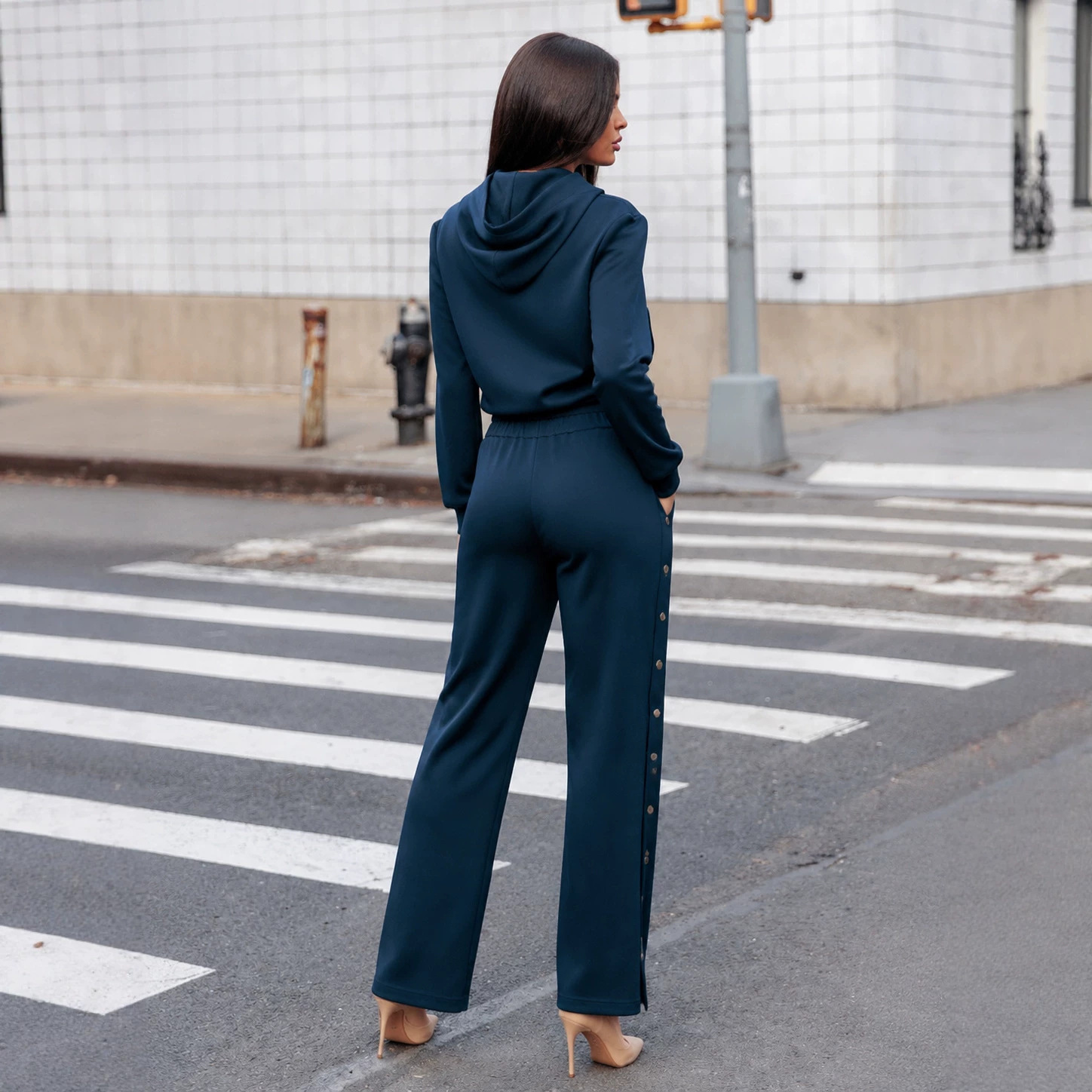 Women's Wide-Leg Pants and Long-Sleeve Button-Down Top Set