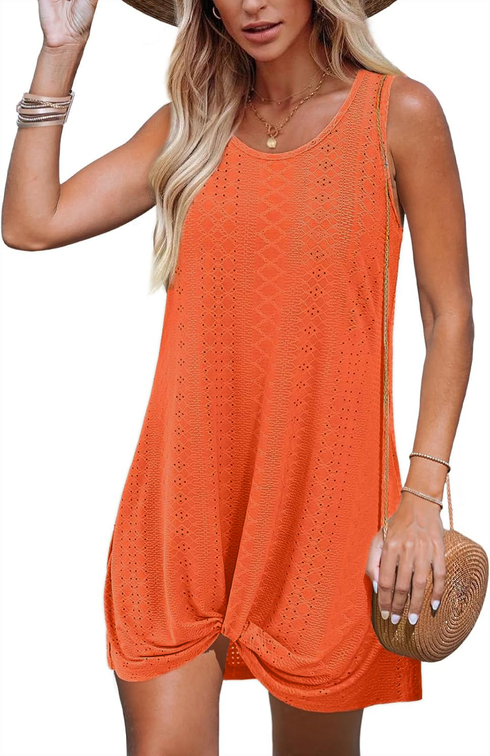 Women's Cutout Twist Knot Sleeveless A-Line Mini Dress