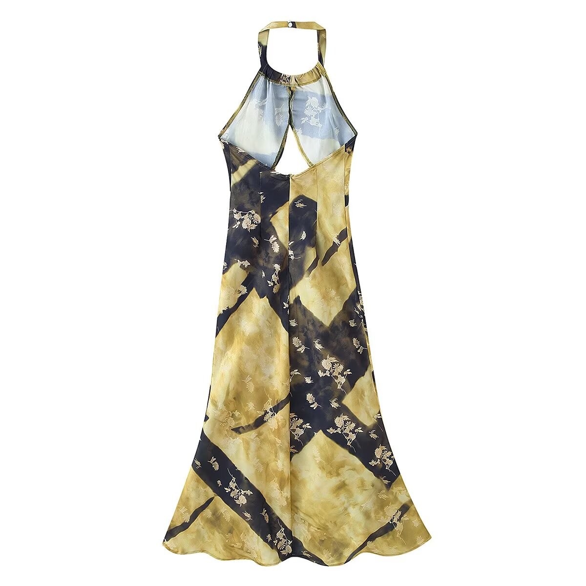 Women's Halter Cutout Floral Print Midi Dress