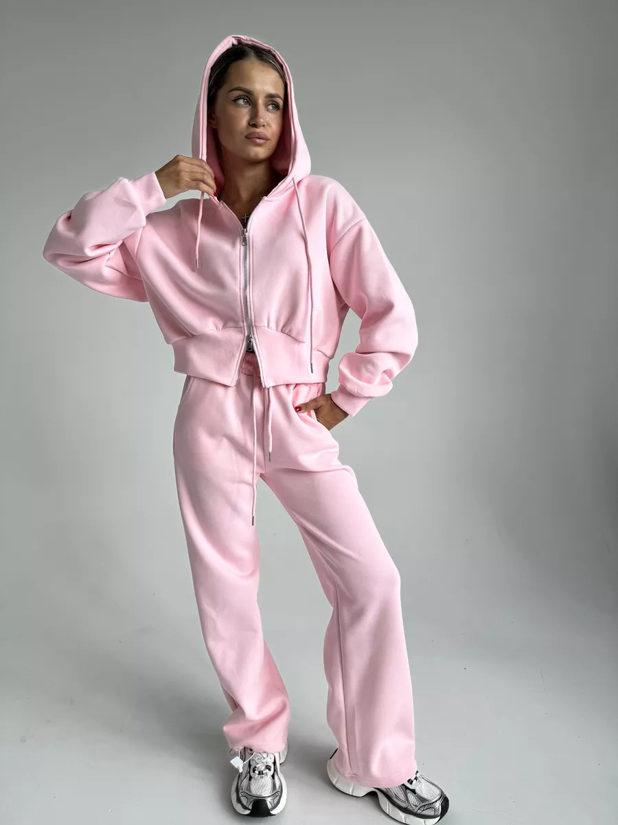 Women's Cotton-Blend Zip-Up Hoodie & Drawstring Pants Set