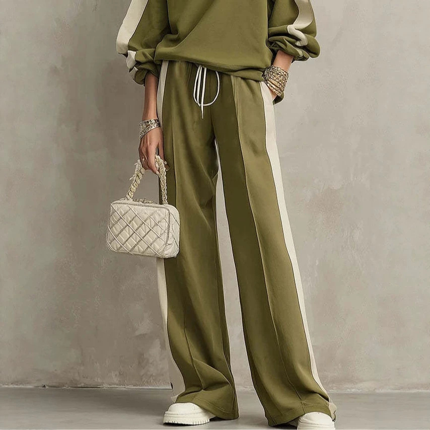 Women's Crewneck Sweatshirt & Drawstring Wide-Leg Pants Set