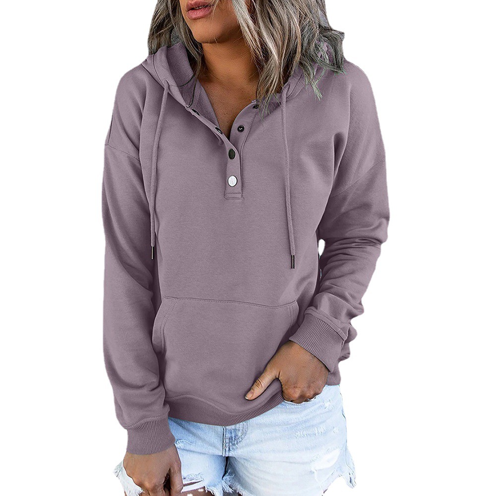 Women's Long-Sleeve Loose Hooded Sweatshirt