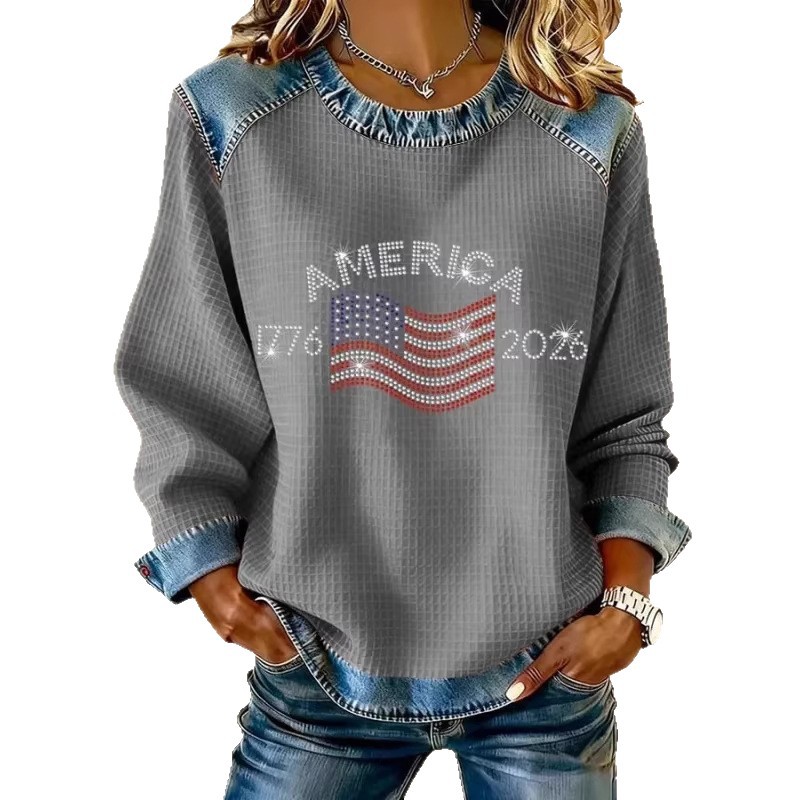 Women's America Print Crewneck Sweatshirt