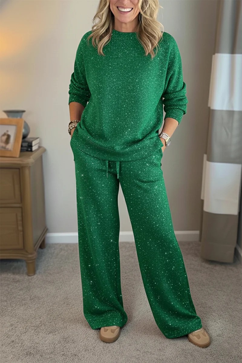 Glitter Sequin Two-Piece Hoodie Set