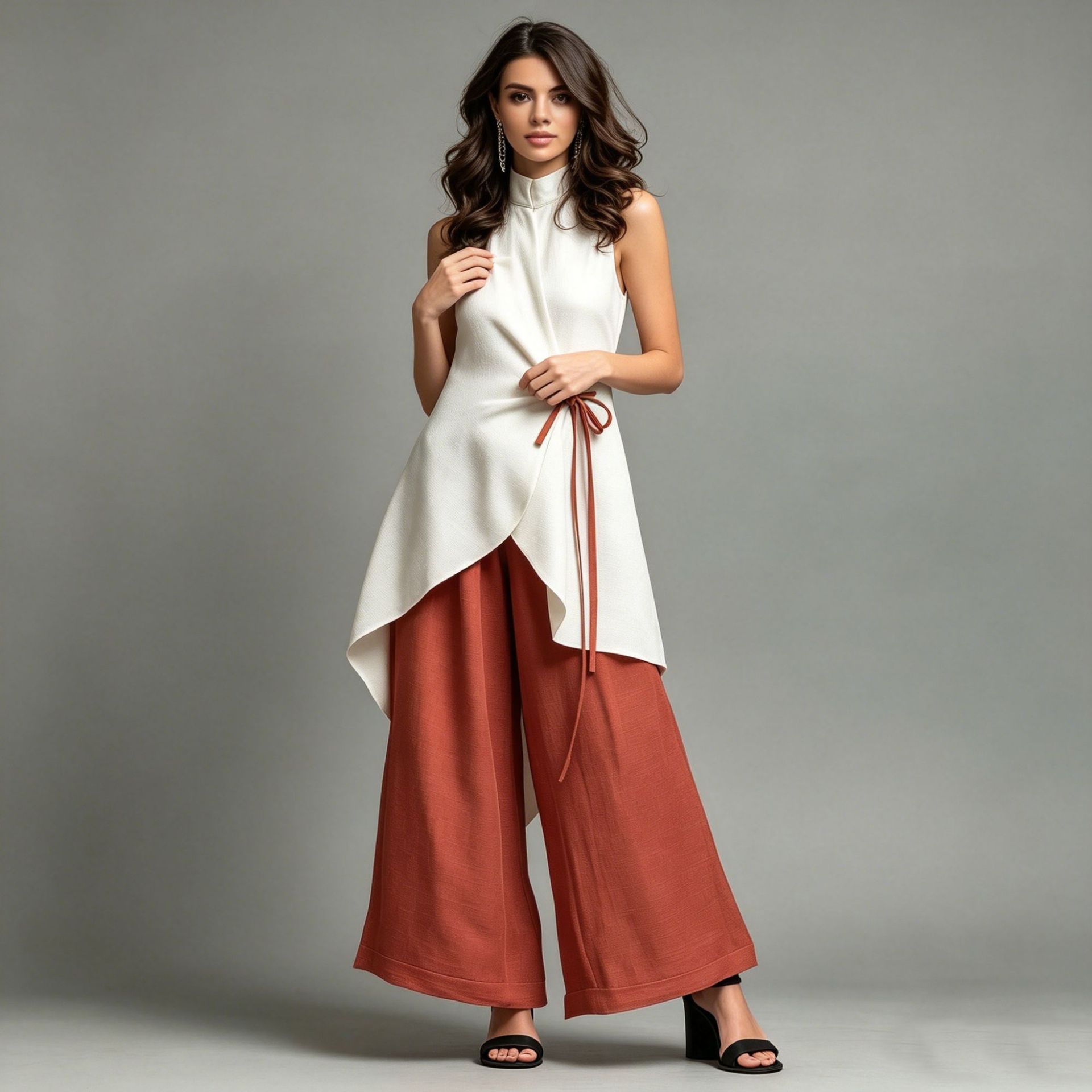 Women's Sleeveless Top and Wide-Leg Pants Set