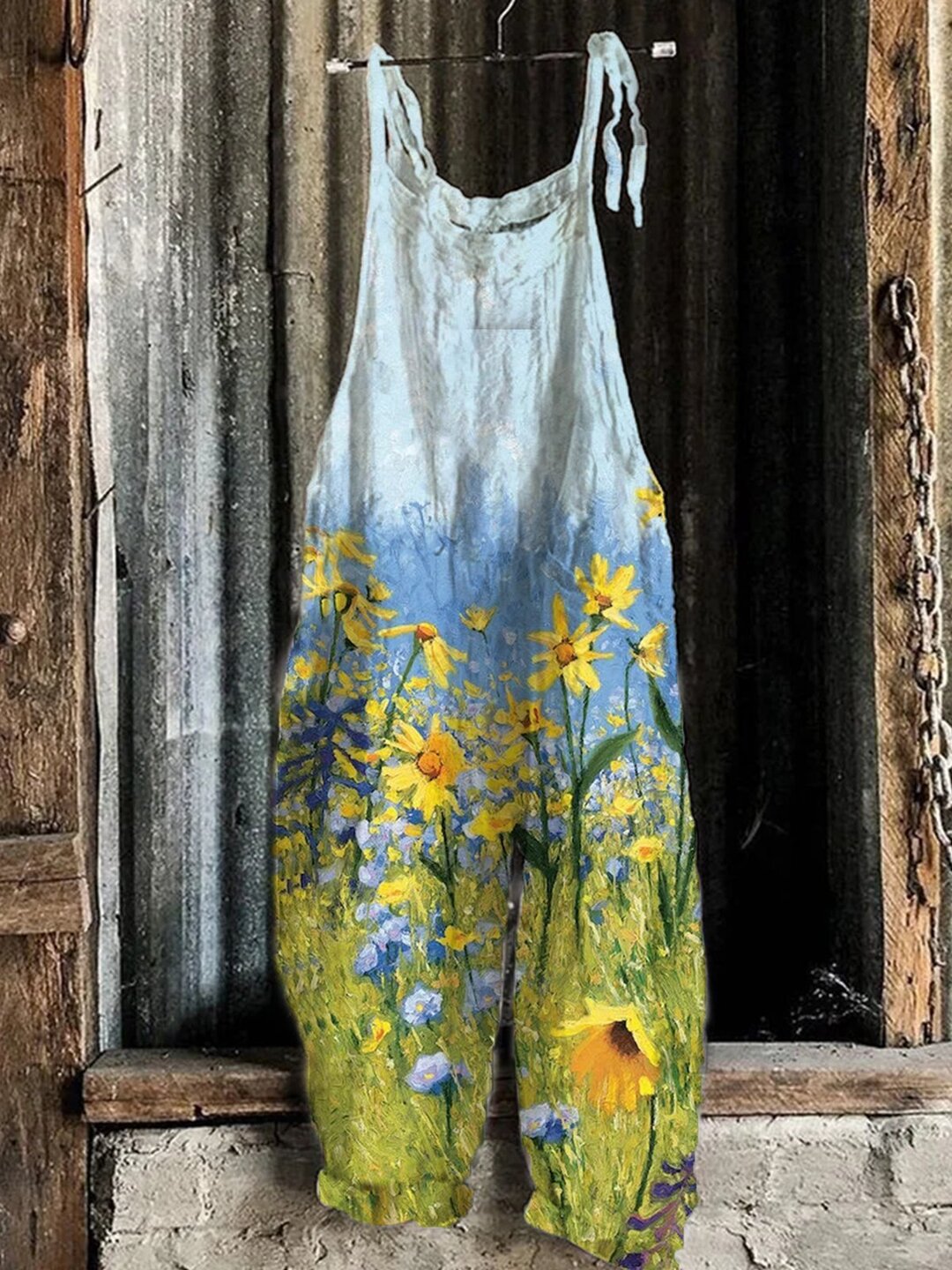 Sweet Floral Print Wide-Leg Jumpsuit