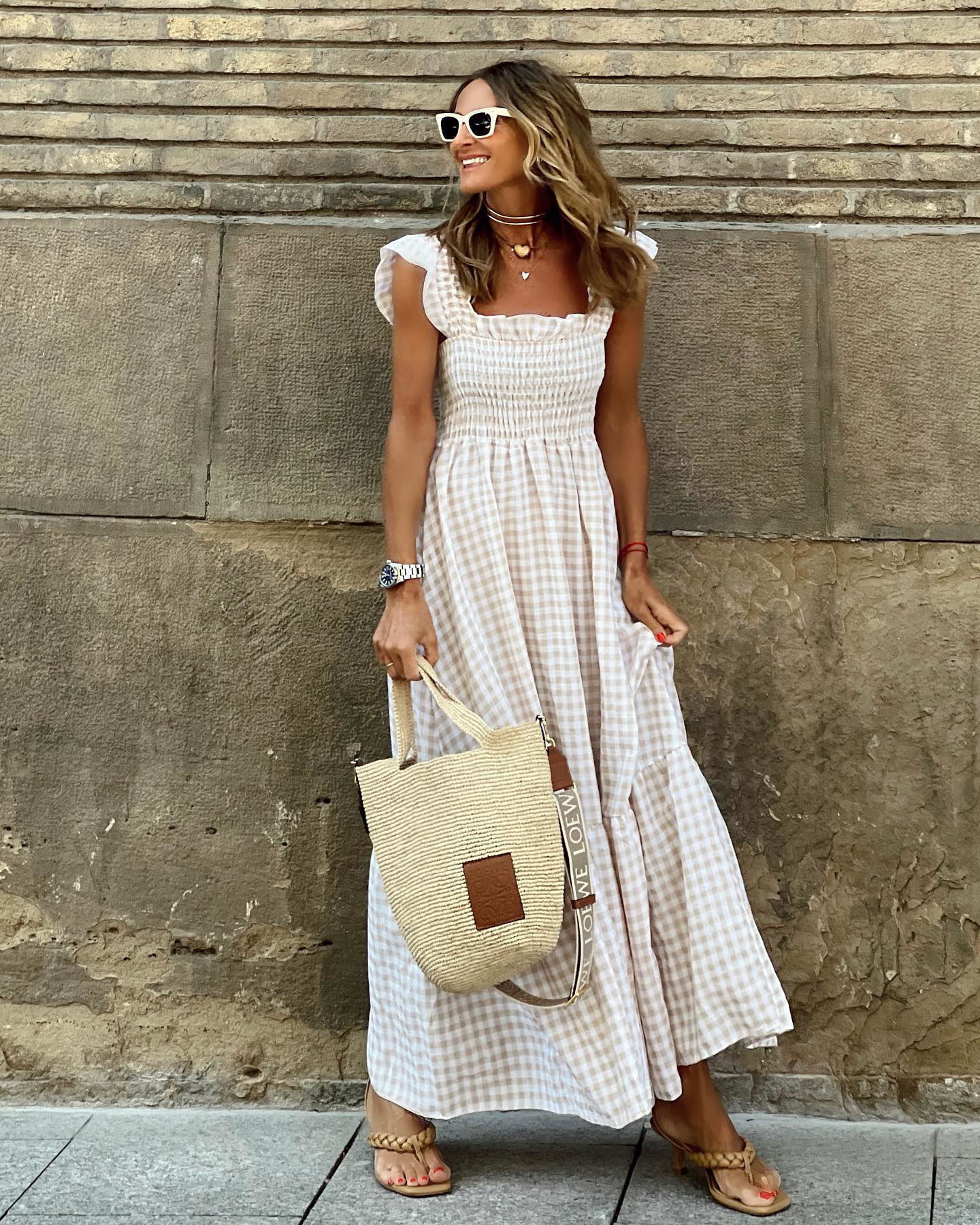 Women's Summer Plaid Print Sleeveless Maxi Dress