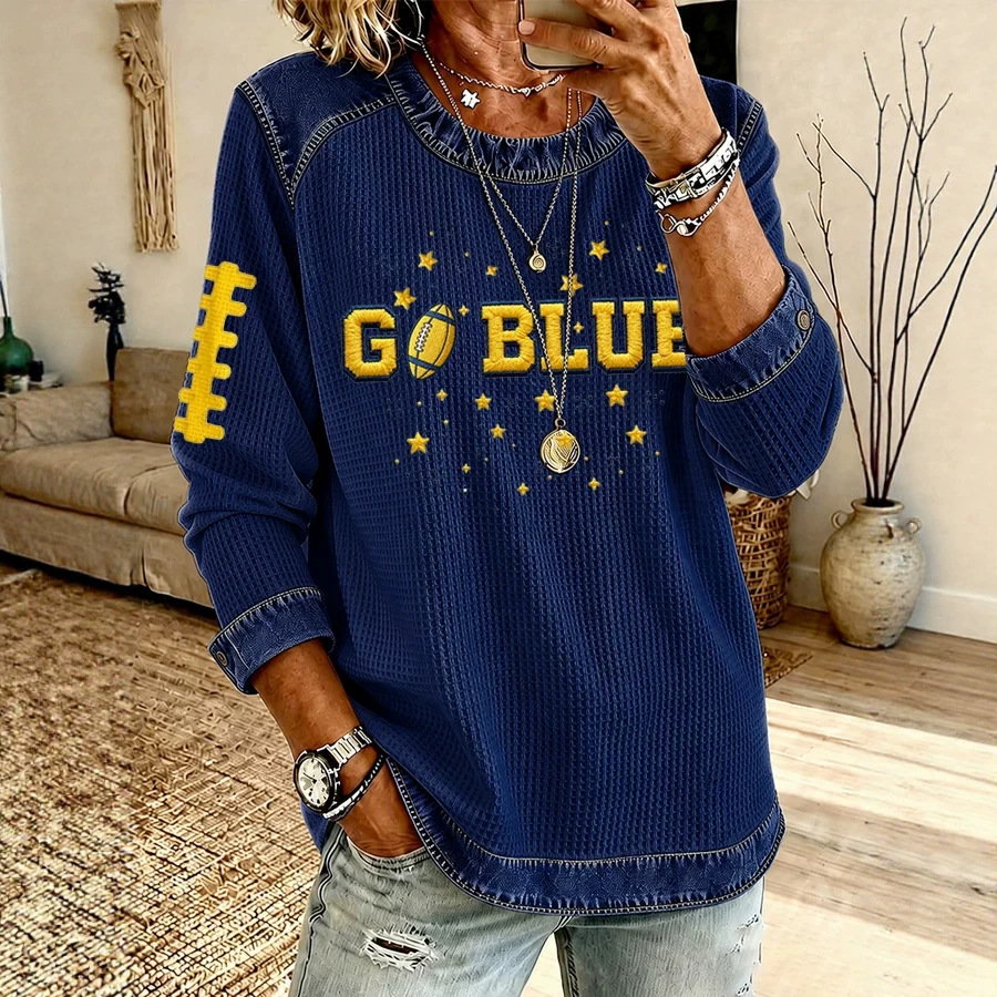 Women's Rugby Letter Print Crewneck Sweatshirt Casual Pullover