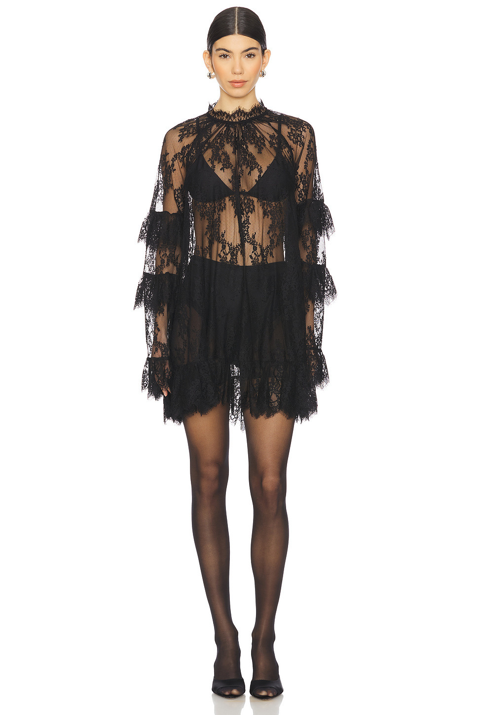 Sheer Lace Beach Cover-Up Dress Set with Cami