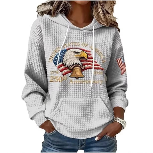 Women's Eagle Star Print Casual Hoodie
