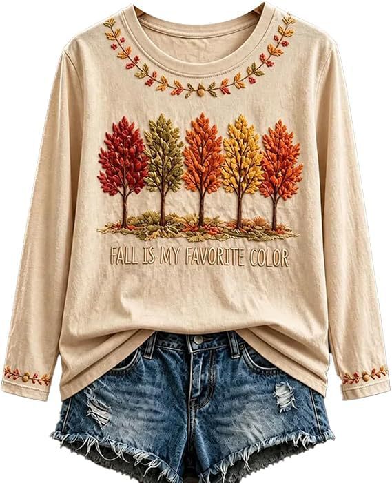 Women's Tree Maple Leaf Letter Print Casual Sweatshirt