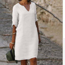 Women's Minimalist Solid Color Casual Dress