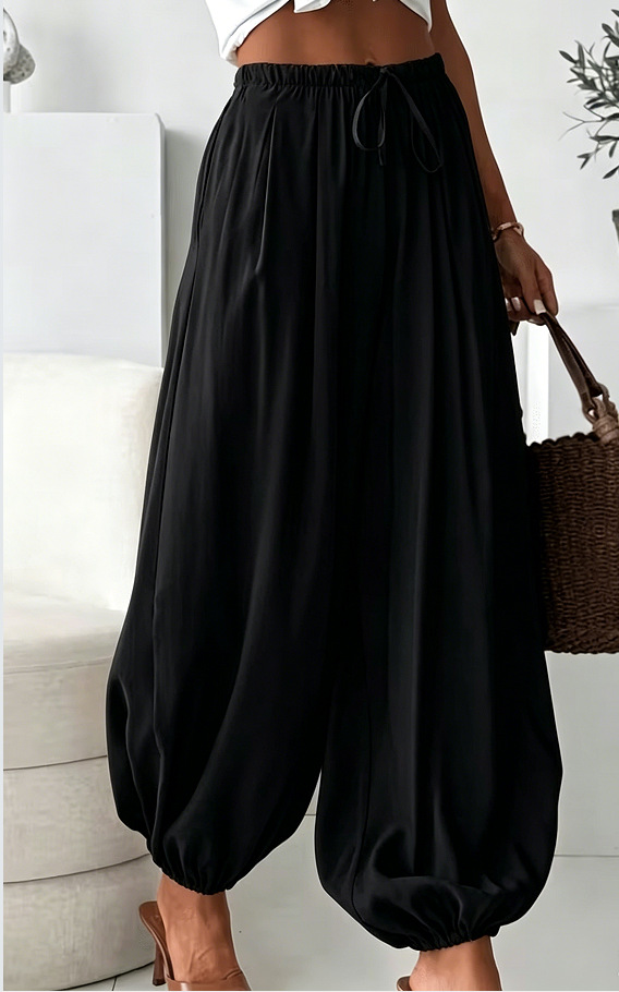 Women's Summer Elastic Waist Harem Pants Loose Fit Thin Long Pants