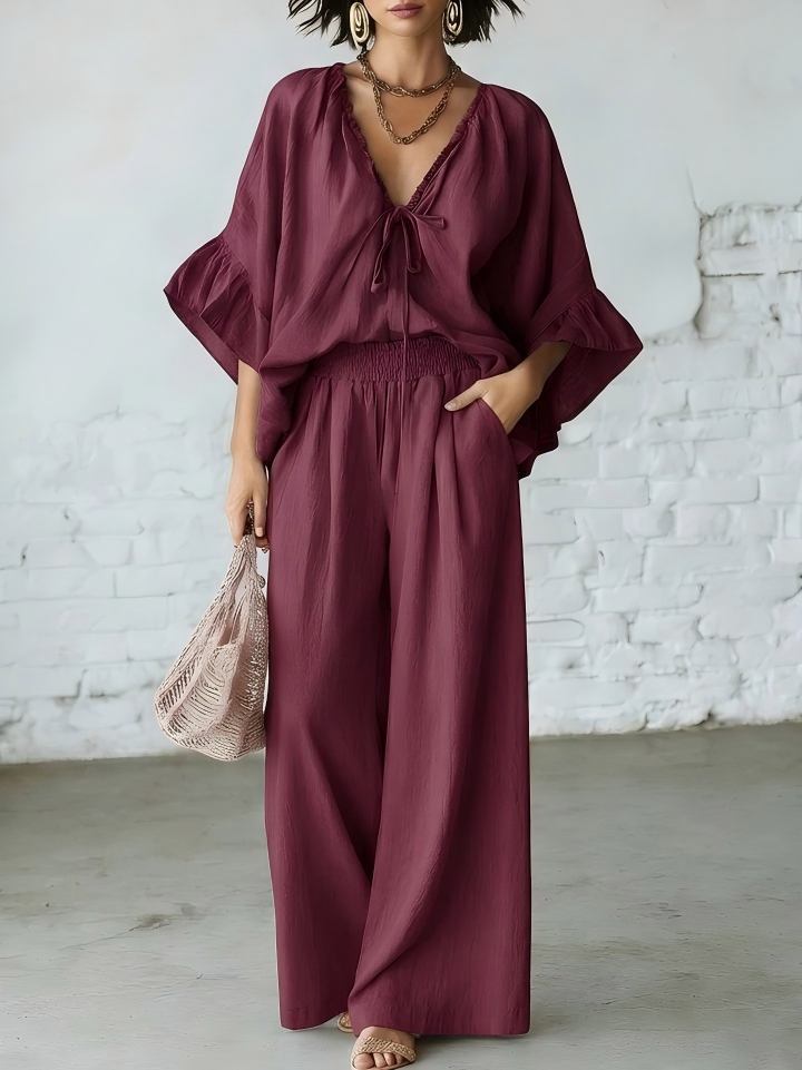 Women's Casual Two-Piece Set with T-Shirt and Loose Pants