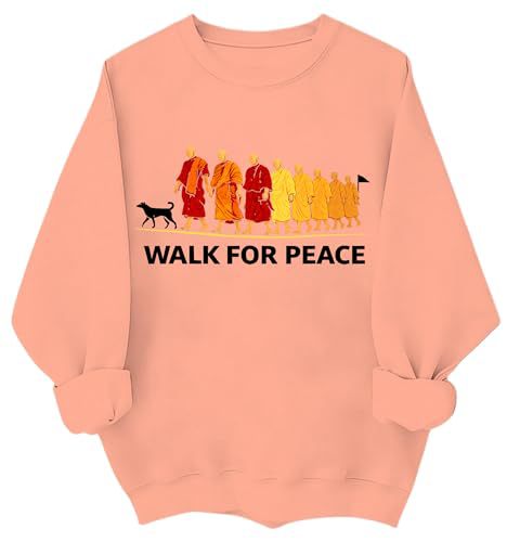 Women's Light and Peace Walking Print Crewneck Sweatshirt