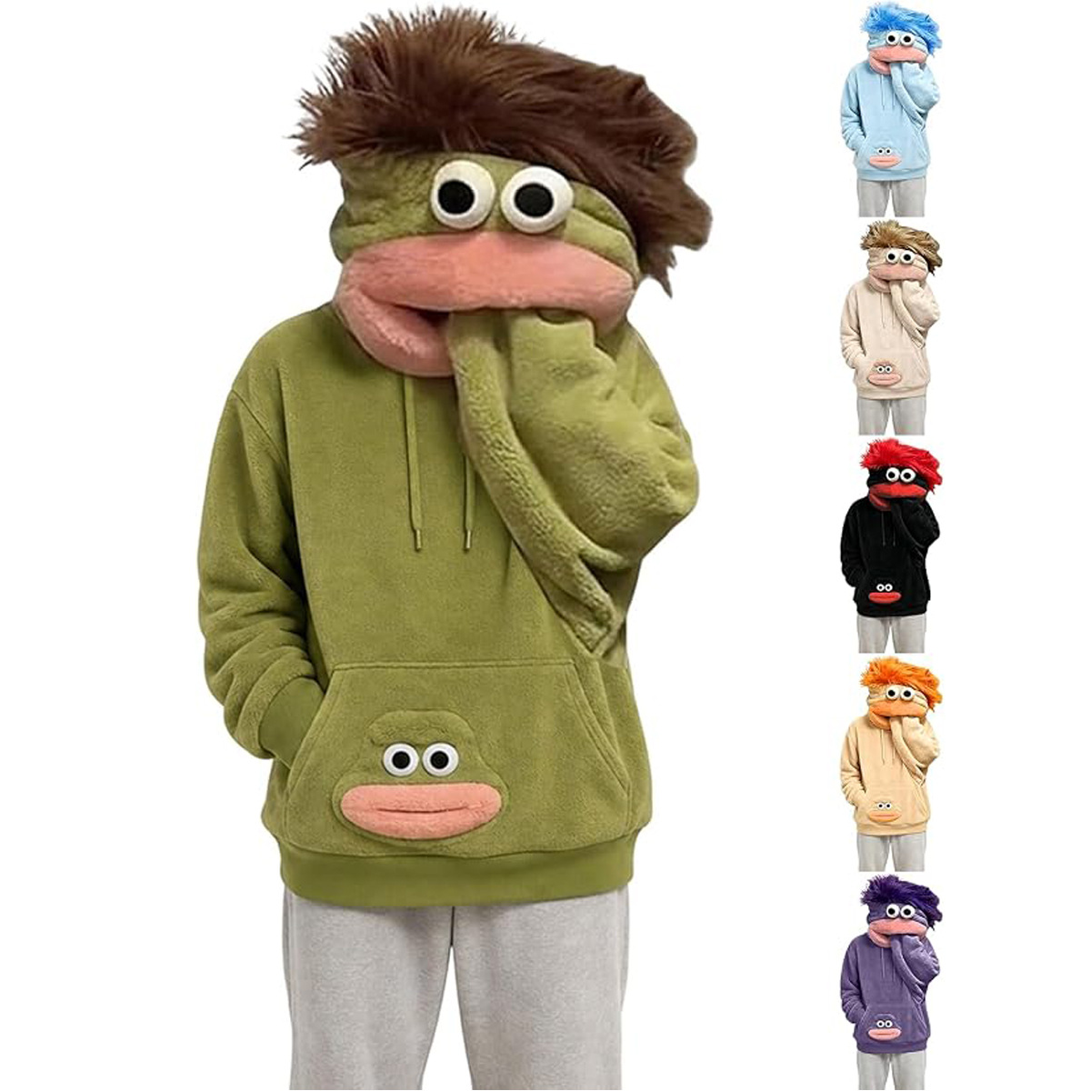 Big Mouth Monster Fuzzy Couple Hoodie Funny Ugly-Cute Pullover