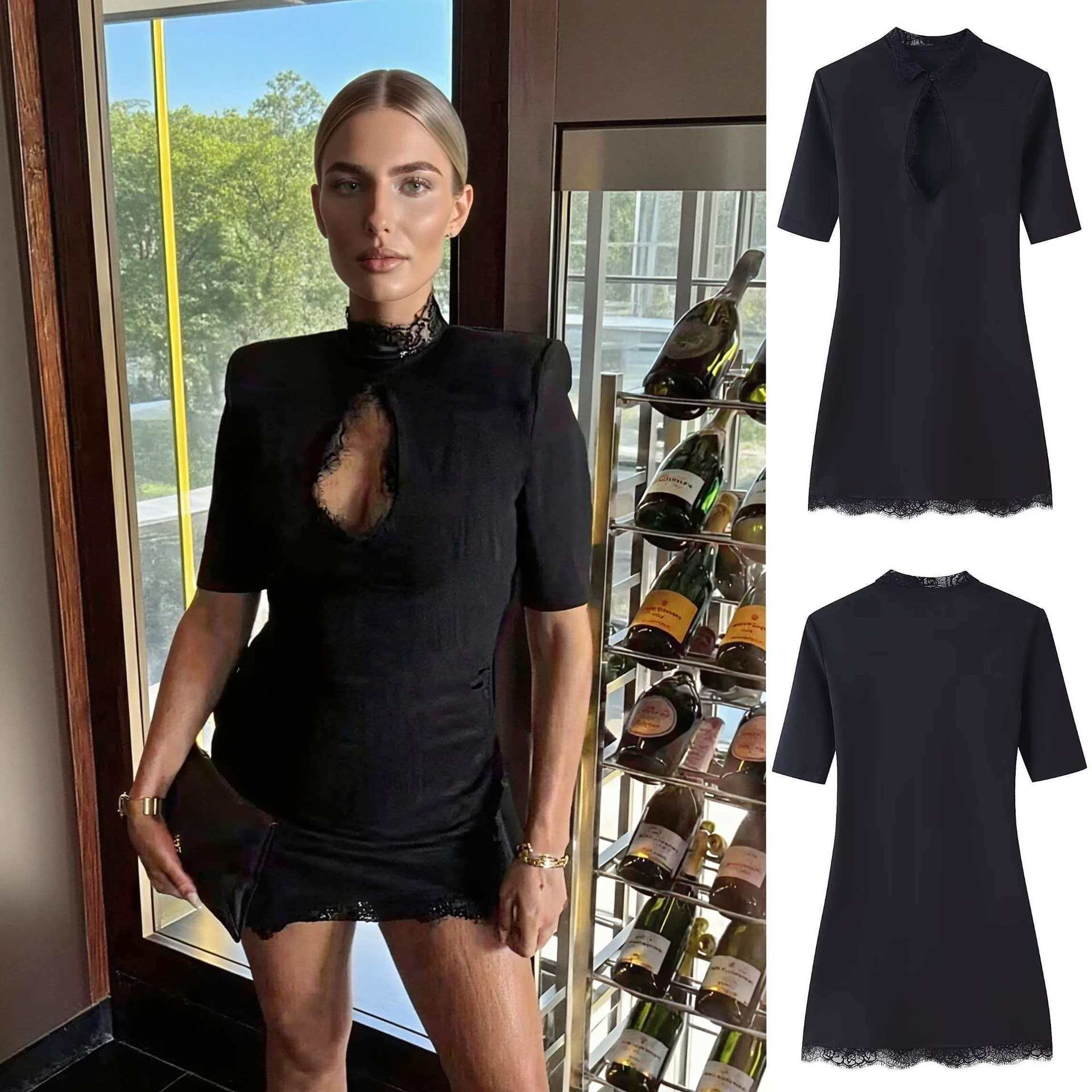 Women's Summer Lace Spliced Cutout Bodycon Dress