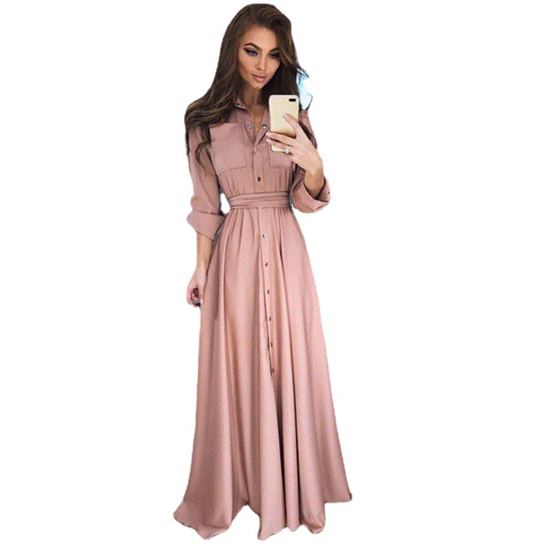 Chiffon V-Neck Flared Maxi Dress