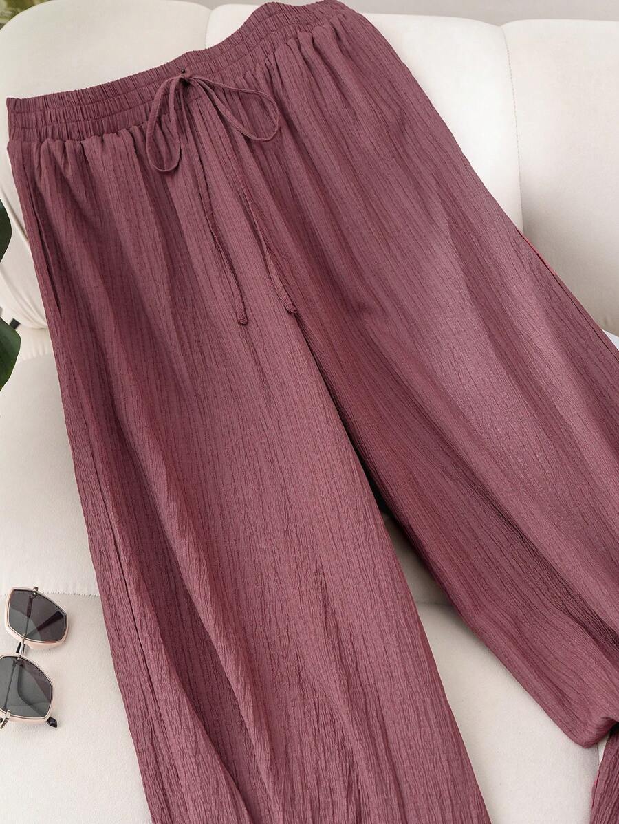 Women's High-Waist Wide-Leg Pants Plus Size Loose Casual Drapey Trousers