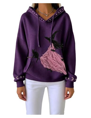 Halloween Witch 3D Print Women's Sweatshirt Casual Loose Pullover