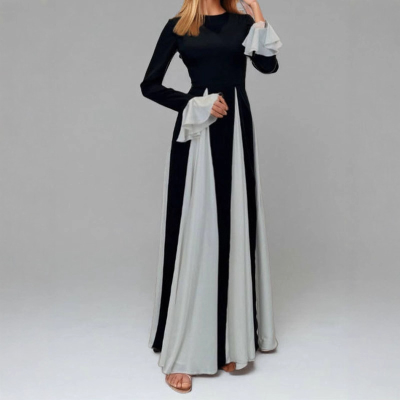 Women's Color-Block Sleeveless A-Line Maxi Dress with Cinched Waist