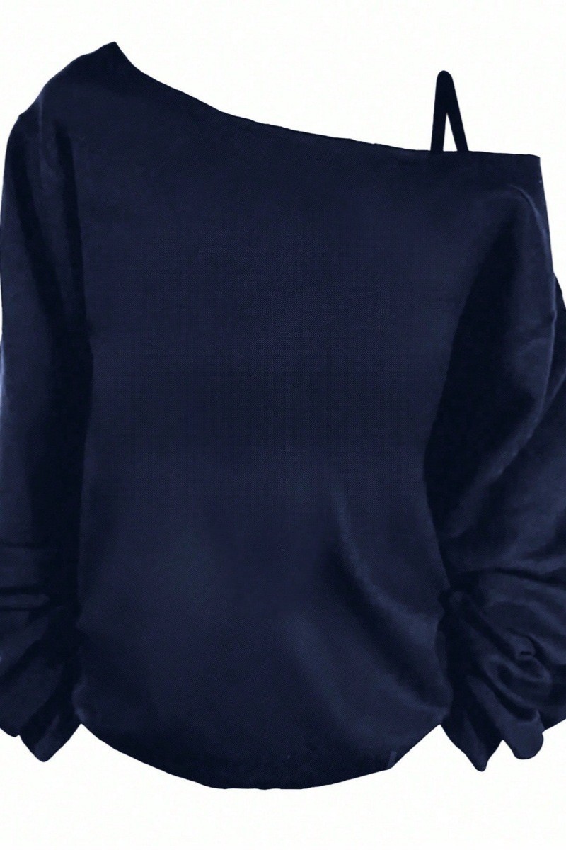 Women's One-Shoulder Long-Sleeve Loose Vintage Sweatshirt with Graphic Print