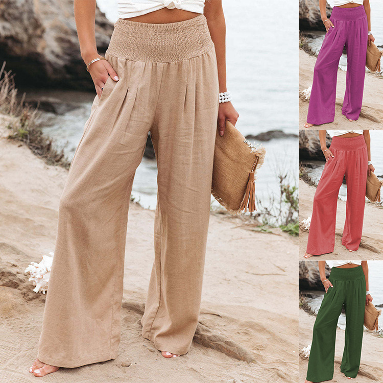 Women's Wide-Leg Cotton-Linen Blend Casual Pants