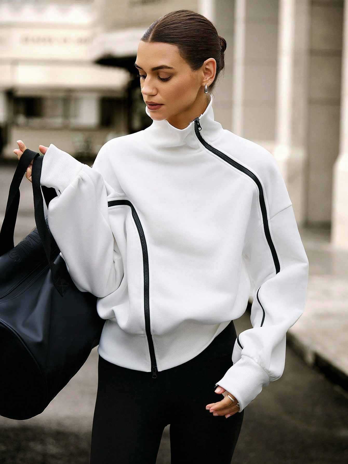 Long Sleeve Half-Zip Pullover Sweatshirt Solid Color