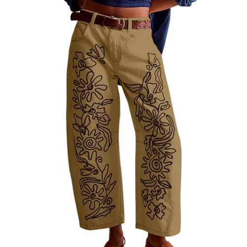 Women's Camo Floral Print Casual Straight-Leg Pants