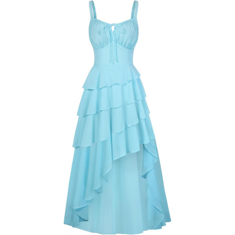 Ruffled Sleeveless Chiffon Dress Slimming Midi