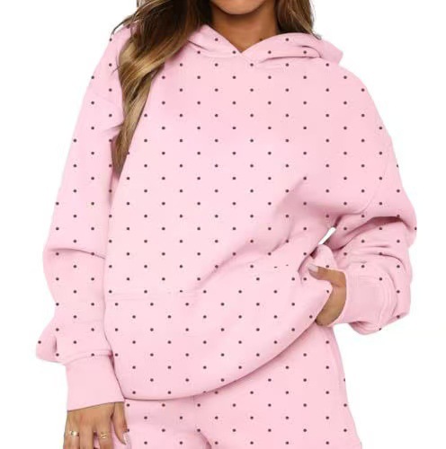 Women's Polka Dot Print Casual Hoodie