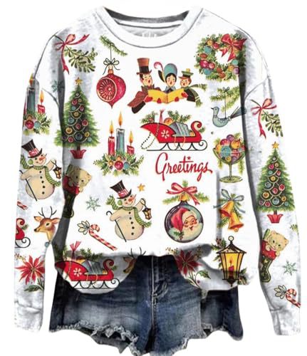 Women's Santa Letter Print Crewneck Sweatshirt