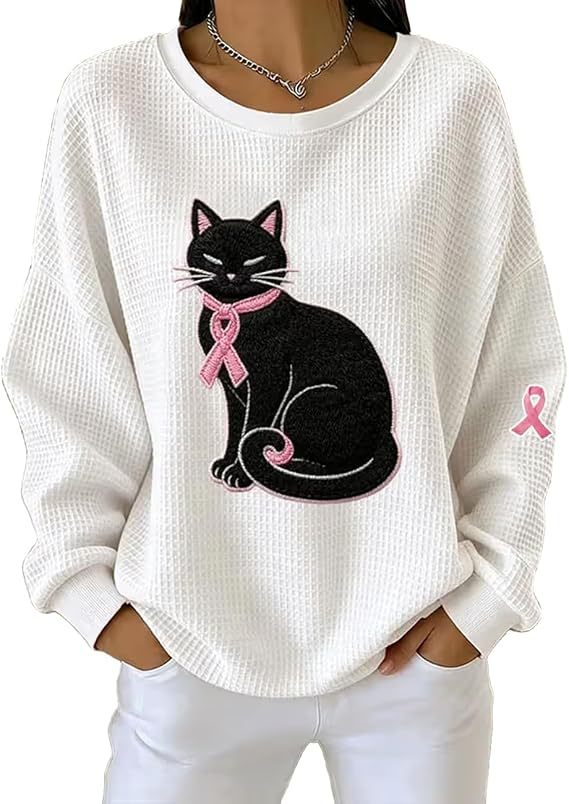 Women's Cat Scarf Ribbon Print Casual Sweatshirt