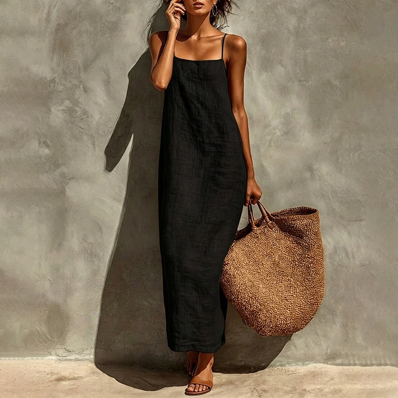 Women's Solid Color Sleeveless Slip Maxi Dress Casual Vacation Style