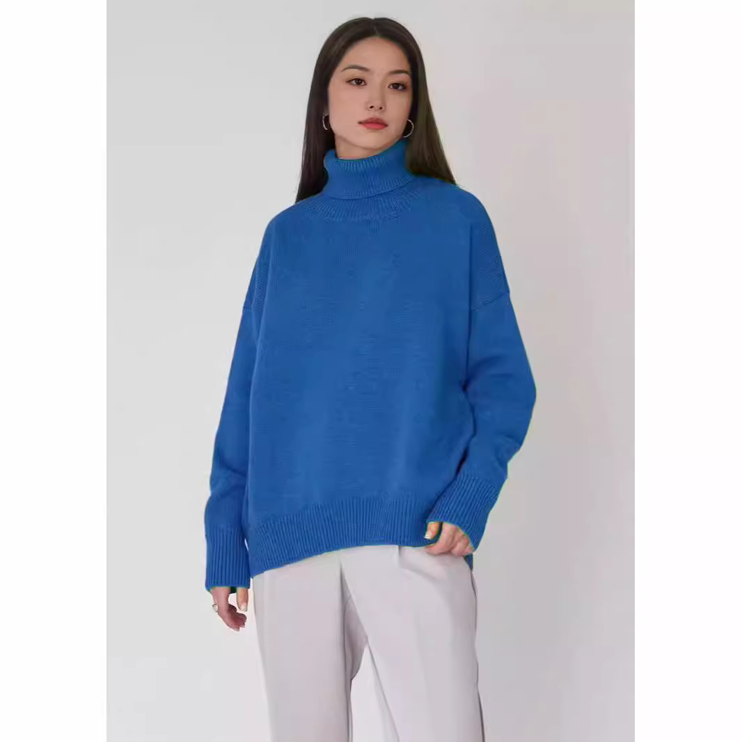 Women's Loose Half-Turtleneck Solid Color Sweater