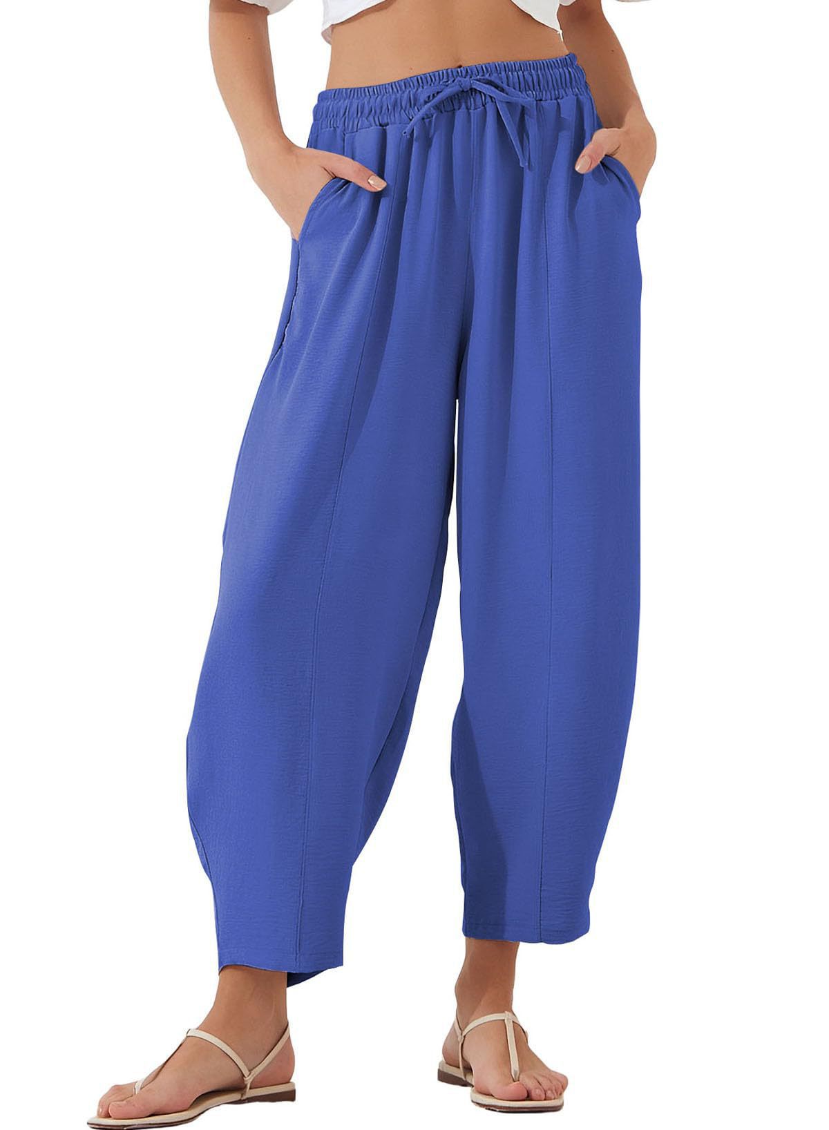 Pleated Mid-Rise Straight-Leg Cropped Pants