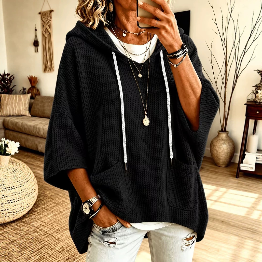 Anno In-House 2026 Women's Knit Hooded Sweatshirt Loose Pocket Top for Amazon Independent Station