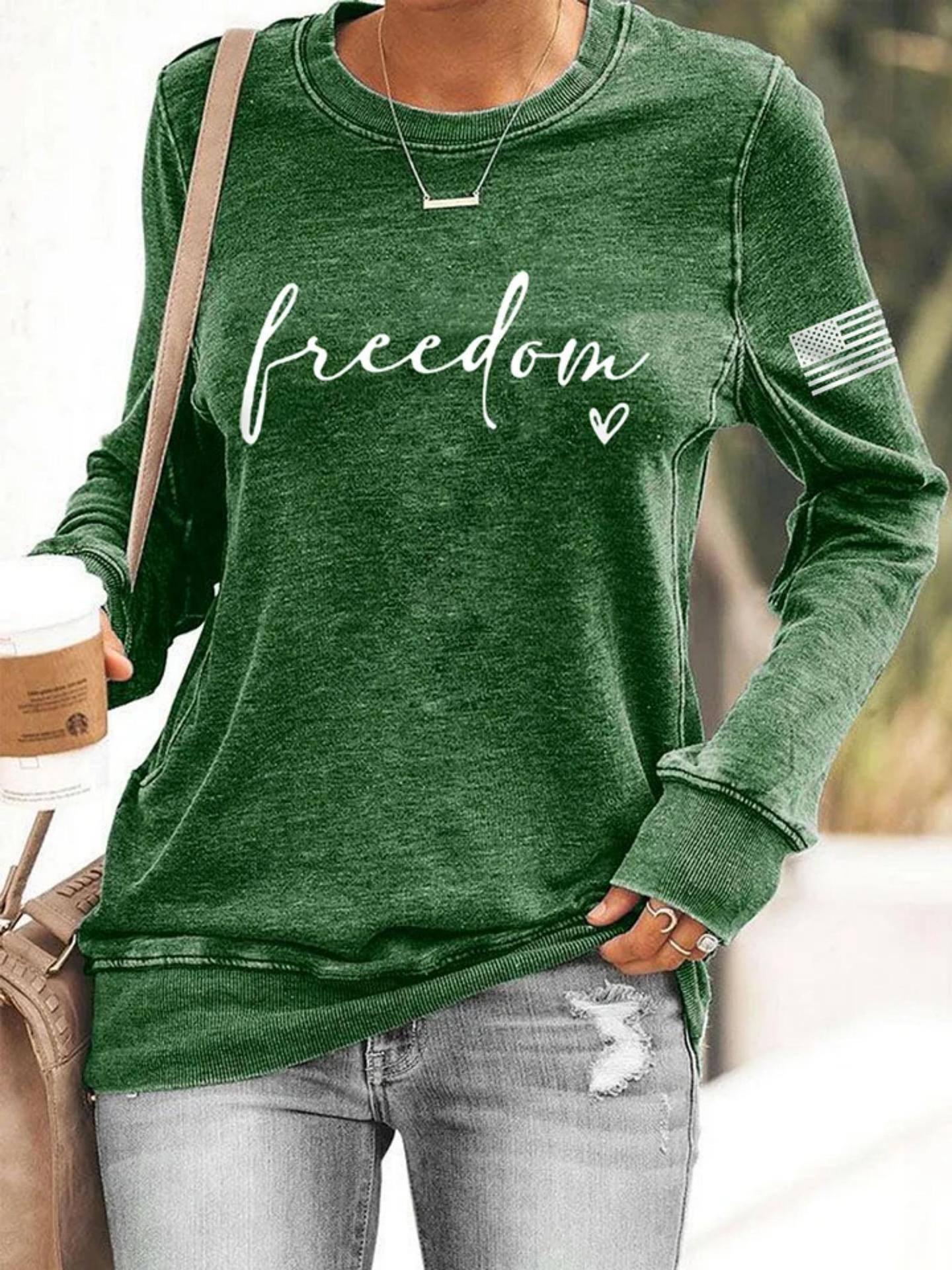 Women's Line Letter Heart Print Crewneck Sweatshirt