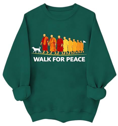 Women's Monk Light Dog Peace Print Crewneck Sweatshirt