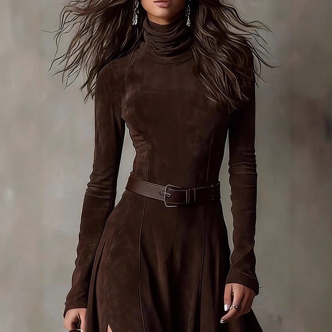 Elegant High Neck Long Sleeve Mermaid Dress